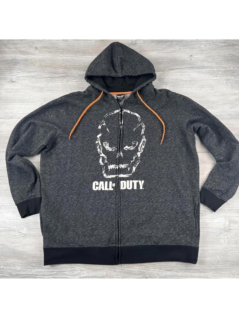 Call of Duty Black Ops III Hoodie Mens 2XL Charcoal Gray Full Zip Thru Promo EUC